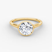 Round Cut - Bezel Ring - 14 K Gold